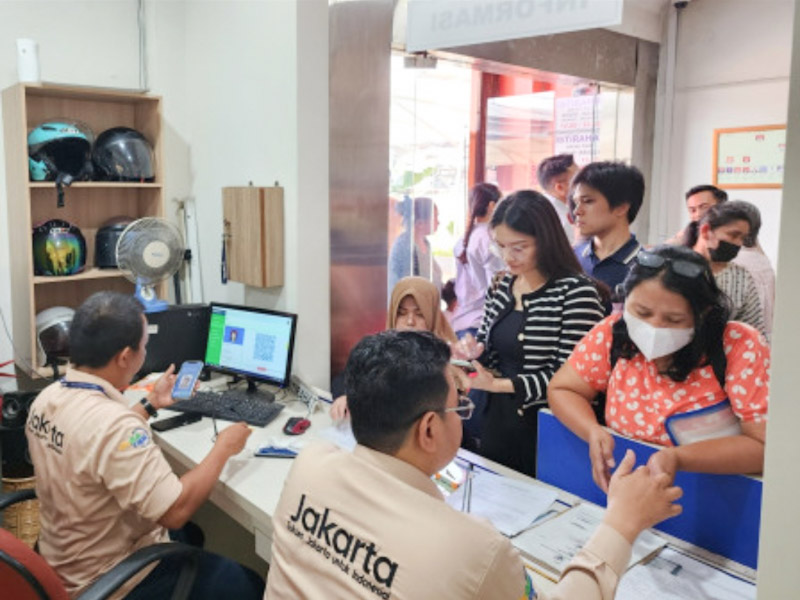 Loket Dinas Kependudukan dan Pencatatan Sipil (Dukcapil) DKI Jakarta.