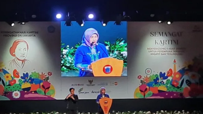 Istimewa - Para pembicara dari UN Women, UNFPA, dan pemilik jenama dalam acara "Peringatan Hari Kartini Provinsi DKI Jakarta
