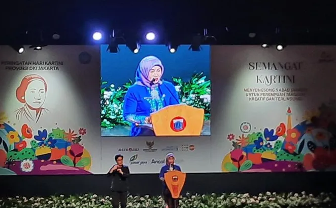 Istimewa - Para pembicara dari UN Women, UNFPA, dan pemilik jenama dalam acara "Peringatan Hari Kartini Provinsi DKI Jakarta
