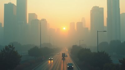 Ilsutrasi - Suasana kota yang tertutup oleh kabut polusi